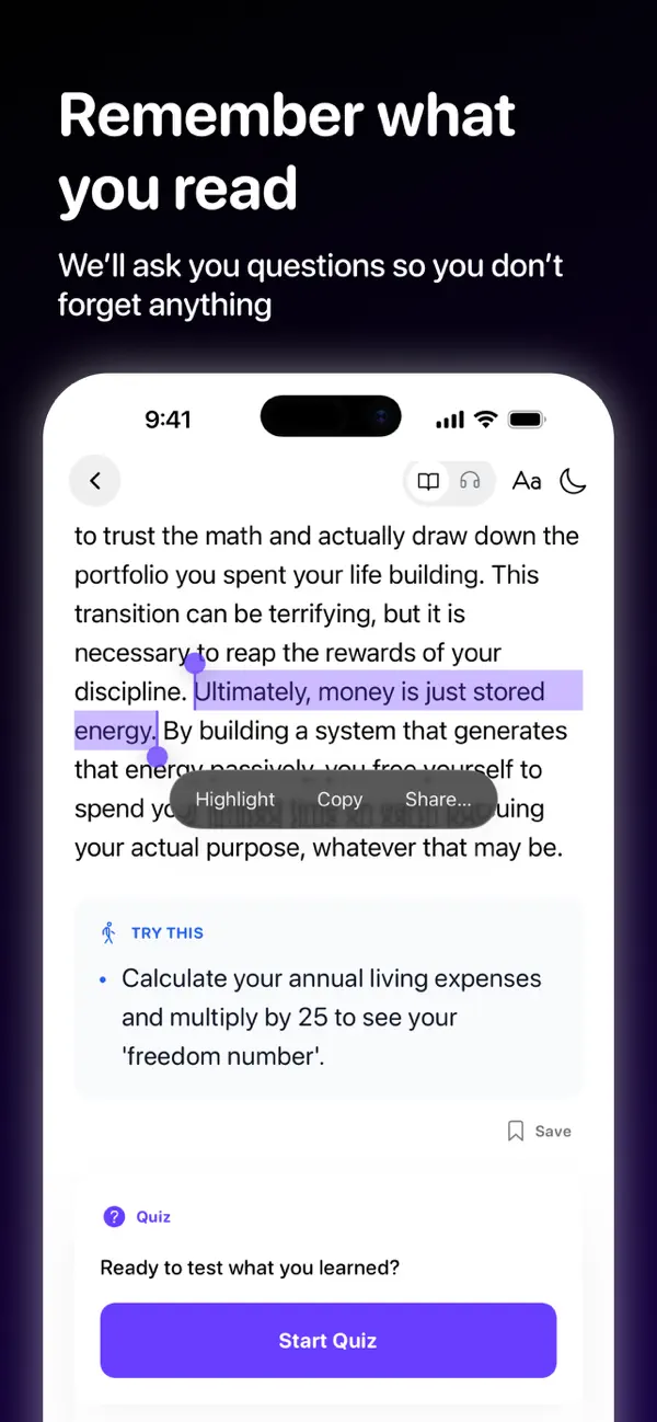 Witsy lesson highlight and quiz prompt